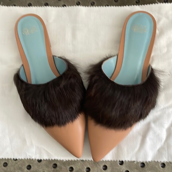 Francis Valentine Rabbit Fur Mules - Picture 1 of 2